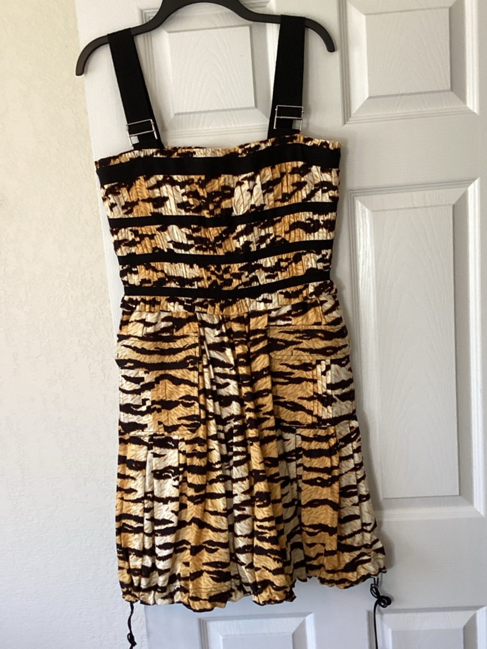 Dolce & Gabbana Black and Gold Animal-Print Midi Dress